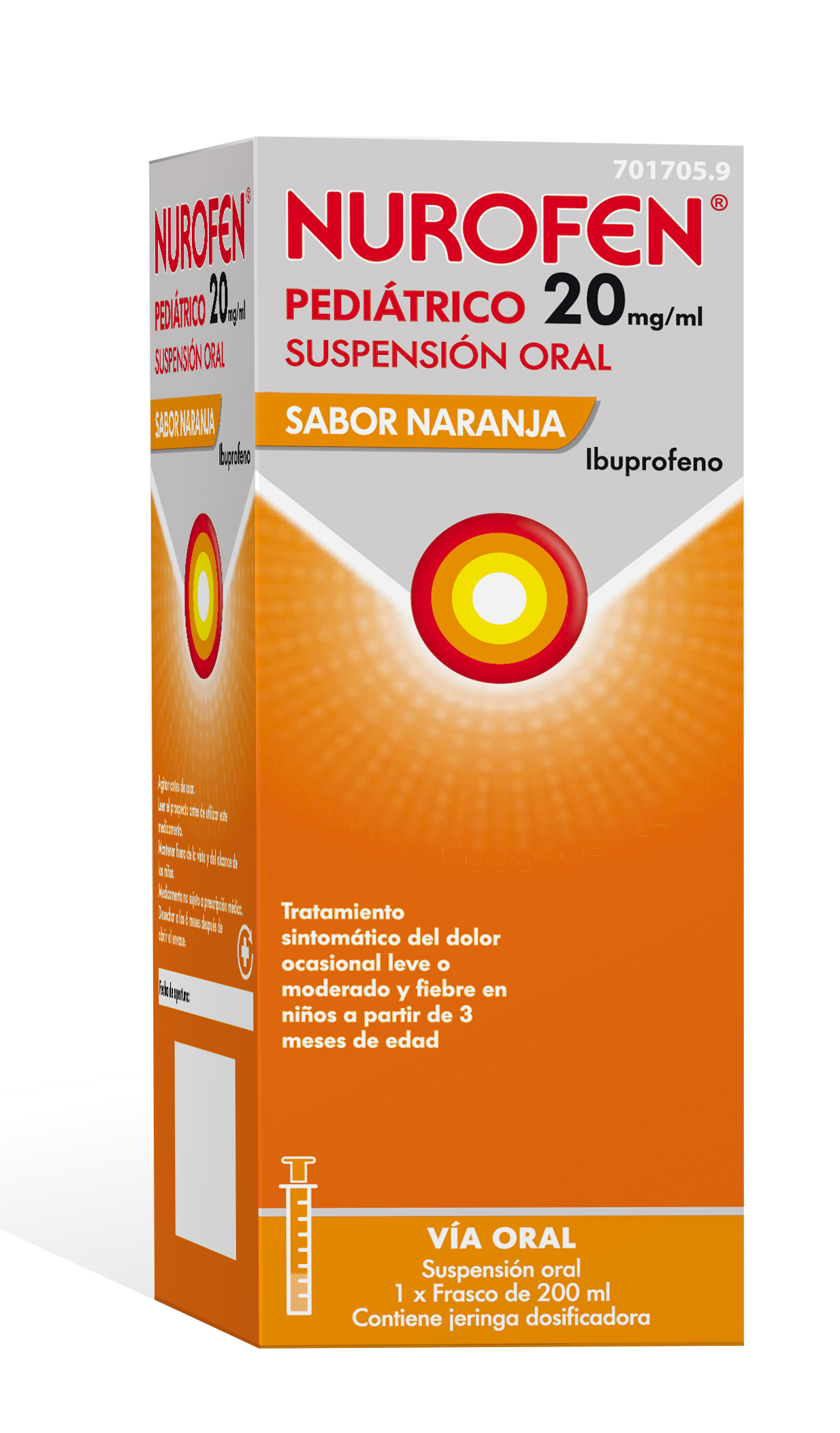 NUROFEN PEDIÁTRICO 20 MG/ML SUSPENSIÓN ORAL 200 ML NARANJA
