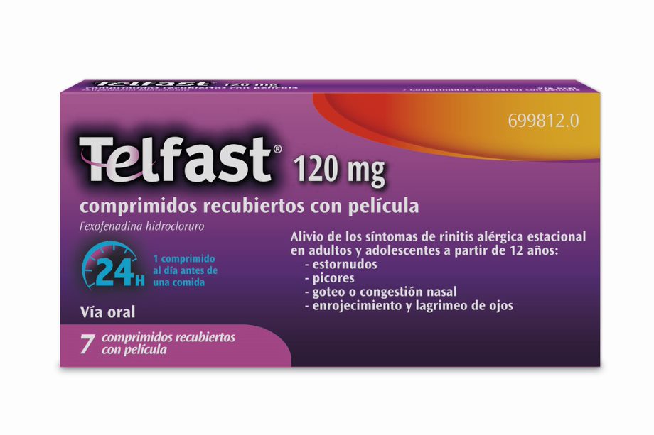 TELFAST 120 mg COMPRIMIDOS RECUBIERTOS CON PELICULA , 7 comprimidos