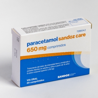 Paracetamol Sandoz Care 650 mg comprimidos